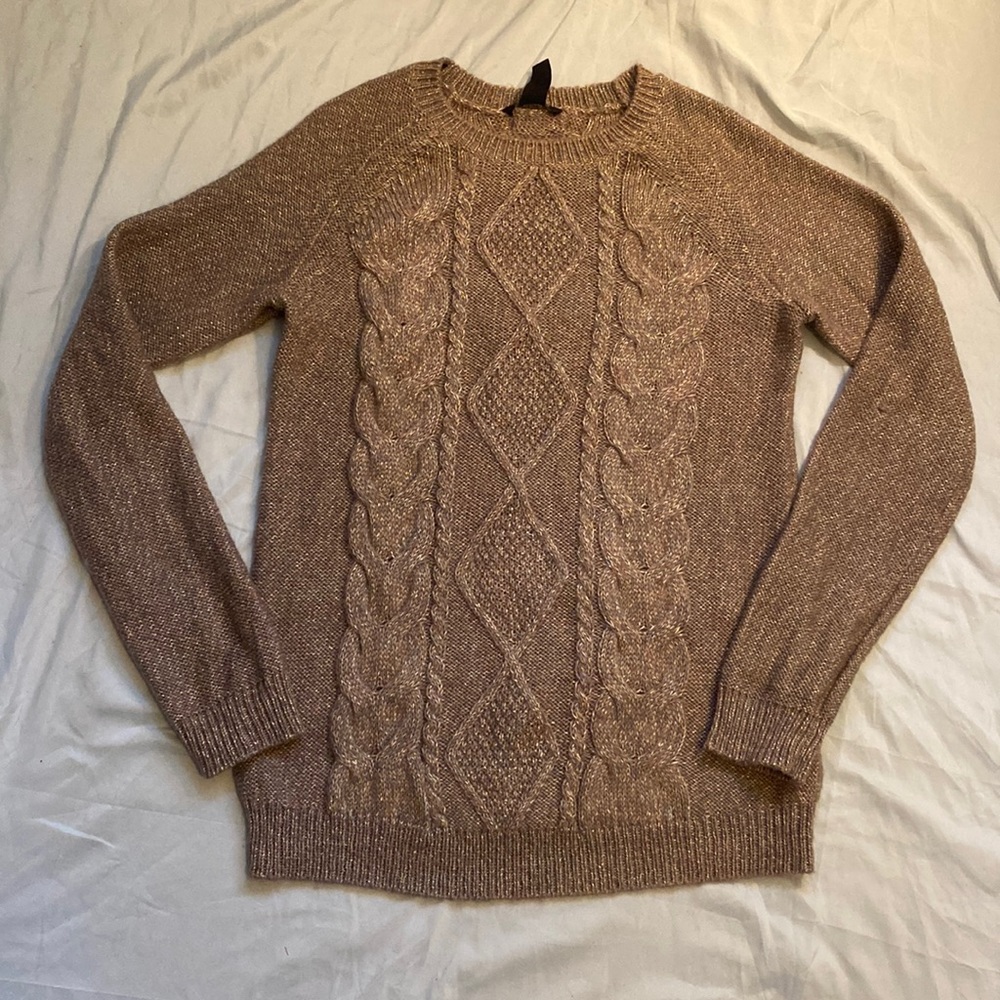H&M Mama Copper Gold Cable Knit Sweater size Medium